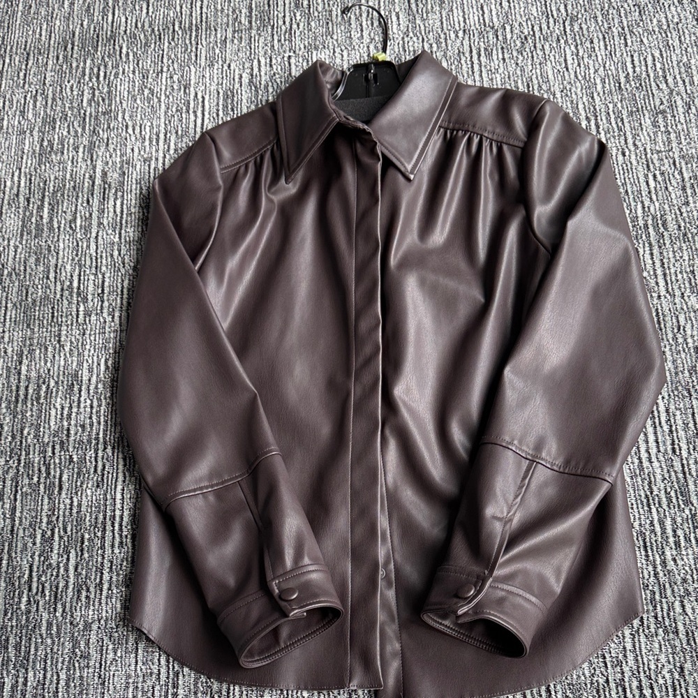 ba&sh Dark Brown Leather Jacket